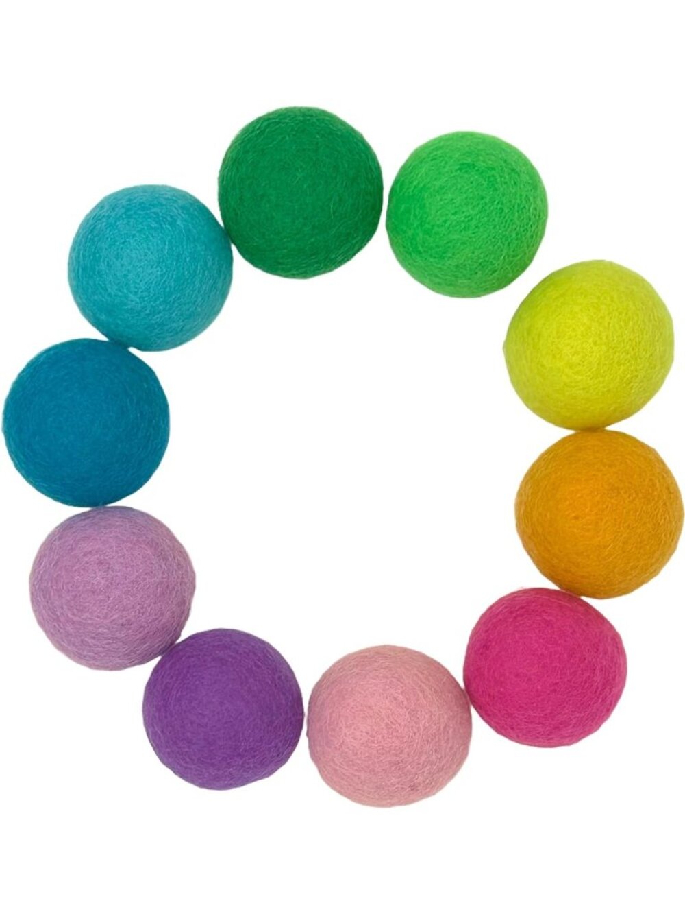 Handmade 100% Wool Felt Balls - 1.6" Rainbow Decor, 10 Count, Eco-Friendly Craft